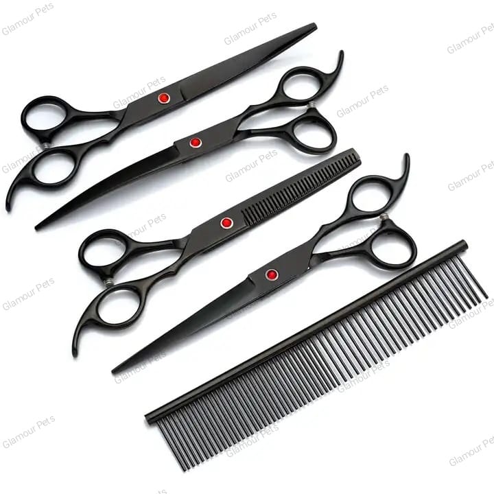 KIT FORBICI TOELETTATURA NERO SPECCHIATO